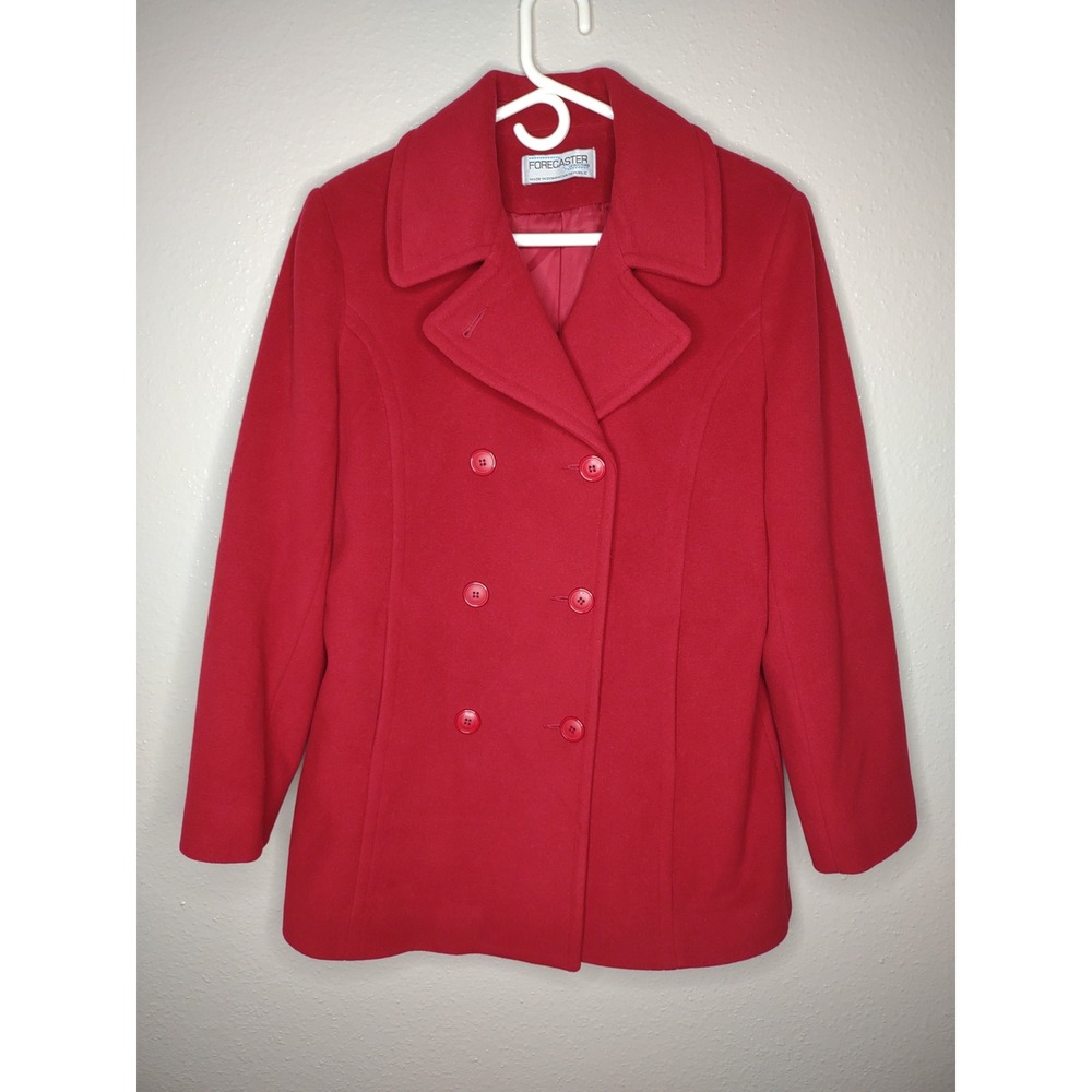 Vintage Forecaster Of Boston Wool Peacoat Red Women's Size 8 Double Breasted